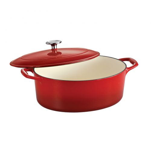  Tramontina Gourmet Enameled Cast Iron Covered Oval Dutch Oven - Gradated Red
