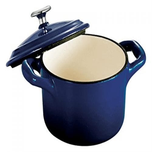  Tramontina Gourmet Enameled Cast Iron 10.5 oz. Covered Mini Cocotte - Gradated Cobalt