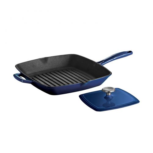  Tramontina Gourmet Enameled Cast Iron 11-inch Grill Pan with Press - Gradated Cobalt