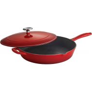 Tramontina Covered Skillet Enameled Cast Iron 12-Inch, Gradated Red, 80131/058DS