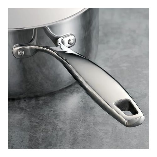  Tramontina Covered Sauce Pan with Helper Handle Stainless Steel Tri-Ply Clad, 4-Quart, 80116/024DS