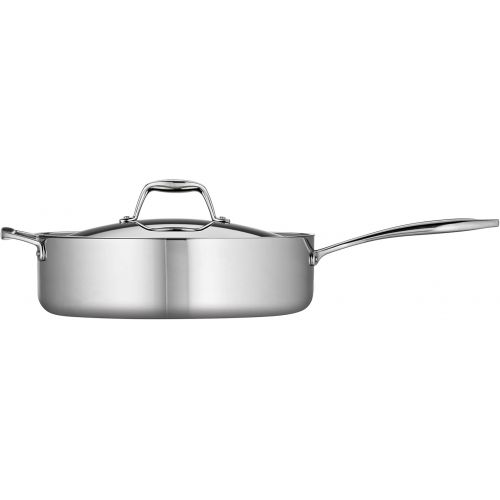  Tramontina Covered Deep Saute Pan Stainless Steel Tri-Ply Clad 6 Qt, 80116/073DS