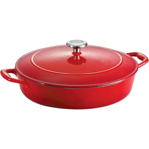  Tramontina Covered Braiser Enameled Cast Iron 4-Quart Gradated Red, 80131/050DS