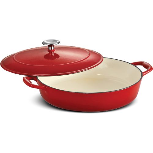  Tramontina Covered Braiser Enameled Cast Iron 4-Quart Gradated Red, 80131/050DS