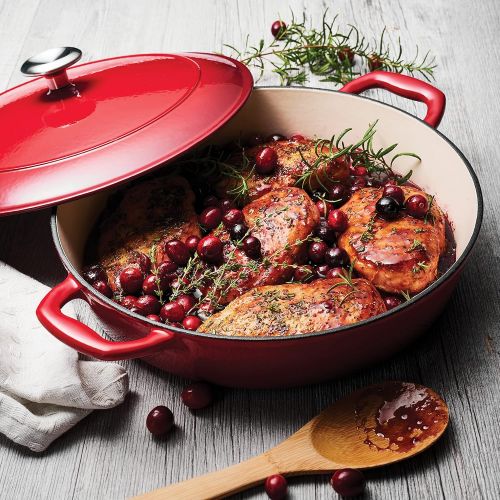  Tramontina Covered Braiser Enameled Cast Iron 4-Quart Gradated Red, 80131/050DS