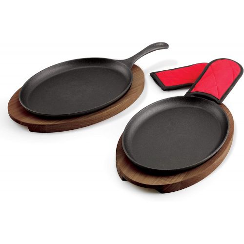  Tramontina 6 pc Fajita Pan Set, Medium, Cast Iron