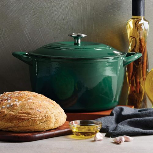  [아마존베스트]Tramontina 7 Qt Enameled Cast Iron Covered Tall Round Dutch Oven (Artic Blue) - 80131/362DS