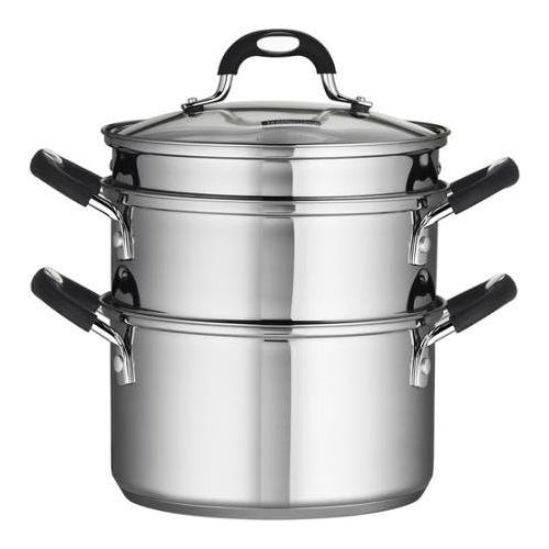  Tramontina Tri-Ply Base Construction, Durable, 1810 Stainless Steel 4-Piece 3-Quart SteamerDouble-Boiler, Silver