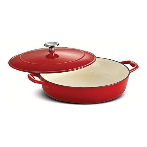  Tramontina Enameled Cast Iron Covered Braiser, 4-Quart, Gradated Red by Tramontina