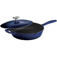 Tramontina Series 1000 Enameled Cast Iron Skillet with Lid, Gradated Cobalt, 12 Diameter