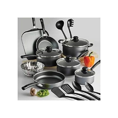  Tramontina PrimaWare 18-Piece Nonstick Cookware Set | Riveted, Stay-Cool Handles (18-Piece, Gray)