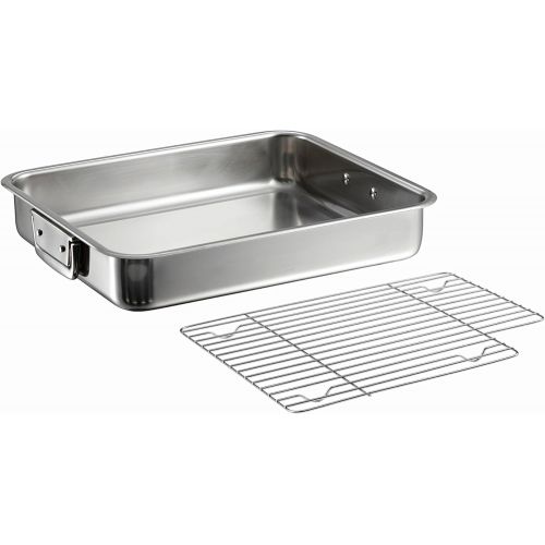 Tramontina Gourmet Premium 1810 Staineless Steel 16.5-Inch Roasting Pan with Basting Grill and V-Rack