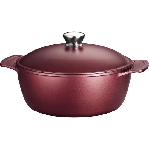  Tramontina 80142032DS LYON Cold-Forged Induction-Ready Aluminum w Ceramic-Reinforced Nonstick Covered Deep Saute Pan, 4.5-Qt, Garnet, Made in Brazil