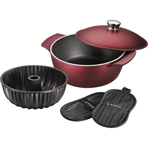  Tramontina 80142032DS LYON Cold-Forged Induction-Ready Aluminum w Ceramic-Reinforced Nonstick Covered Deep Saute Pan, 4.5-Qt, Garnet, Made in Brazil