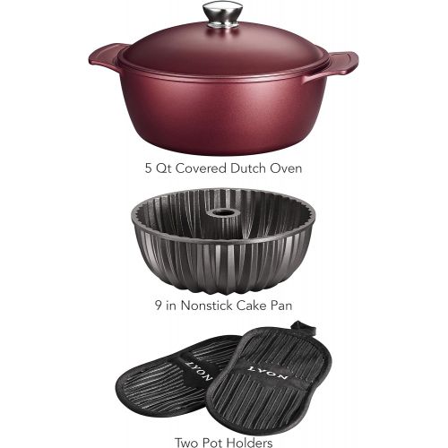  Tramontina 80142032DS LYON Cold-Forged Induction-Ready Aluminum w Ceramic-Reinforced Nonstick Covered Deep Saute Pan, 4.5-Qt, Garnet, Made in Brazil