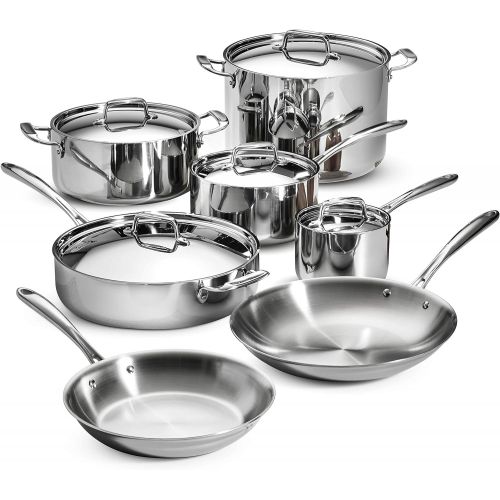  Tramontina 80116567DS Stainless Steel Tri-Ply Clad Cookware Set, 12-Piece, Made in China