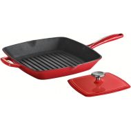 Tramontina Enameled Cast Iron Grill Pan with Press, 11-Inch, Gradated Red