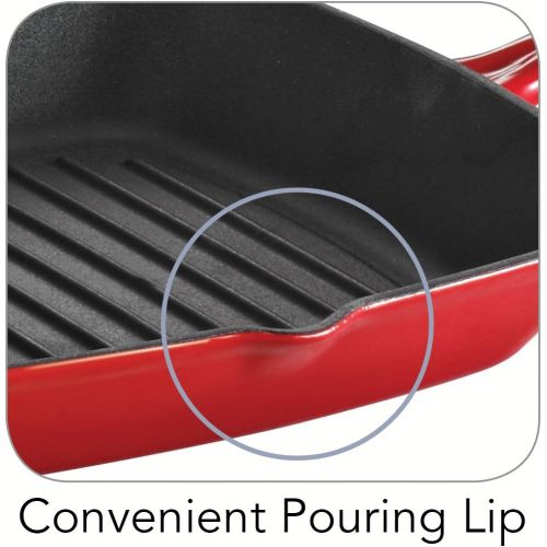  Tramontina Enameled Cast Iron Grill Pan with Press, 11-Inch, Gradated Red