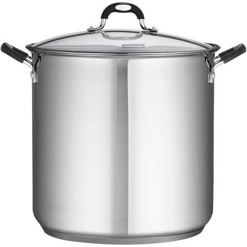  Tramontina 1810 Stainless Steel 22-Quart Stockpot Covered with Clear Glass Lid, Silver