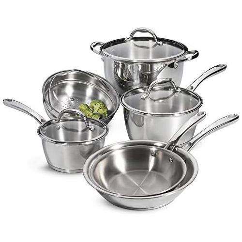  Tramontina 80154567DS Tri-Ply Stainless-Steel Cookware Set, Induction-Ready, Impact-Bonded, 9-Piece