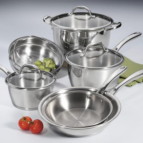  Tramontina 80154567DS Tri-Ply Stainless-Steel Cookware Set, Induction-Ready, Impact-Bonded, 9-Piece