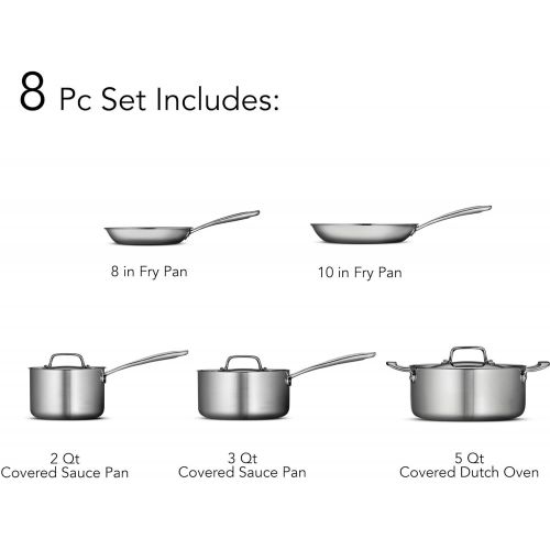  Tramontina 80116544DS Stainless Steel Tri-Ply Clad Cookware Set, 8-Piece, Made in China