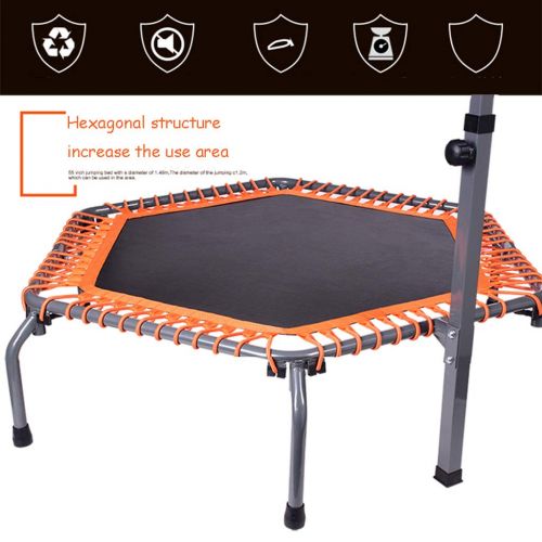  Trampoline Lxn 50-inch Orange, Silent Mini with Adjustable Handrail, Indoor Rebounder for Adults and Kids, Perfect Urban Cardio Workout Home Trainer,Max Load 500 lb