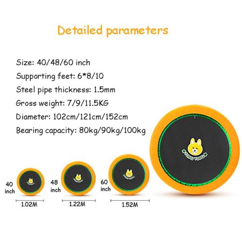  Trampoline Lxn Yellow Folding Fitness Quiet and Safe Bounce | Supports Up to 220 Pounds | Suitable for Children, Adults
