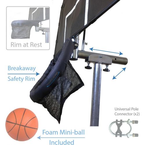  Trampoline Pro Jump Slammer Trampoline Basketball Hoop | Easy Install | Foam Ball Included