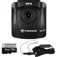 Transcend DrivePro 230 1080p Dash Camera with Micro-USB Hardwire Power Cable & 64GB microSD Card