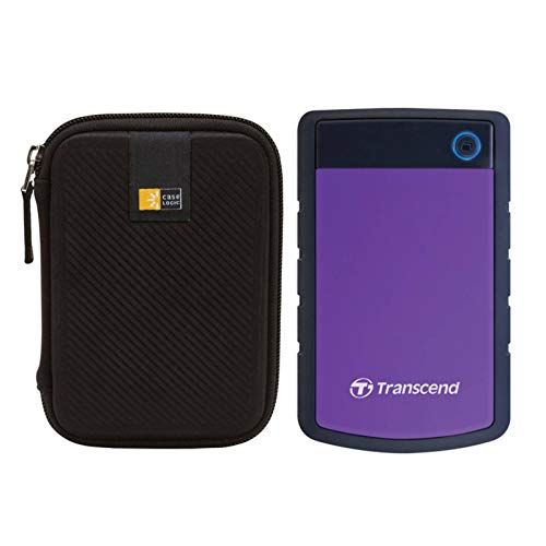  Transcend?2TB StoreJet Anti-Shock Rugged Portable External Hard Drive TS2TSJ25H3P (Purple) + Compact Hard Drive Case