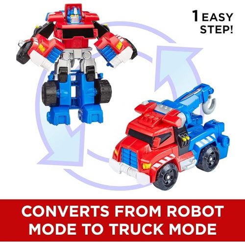 트랜스포머 Transformers Playskool Heroes Rescue Bots Optimus Prime Action Figure, Converting Toy Robot, Kids Easter Basket Stuffers or Gifts, Ages 3+