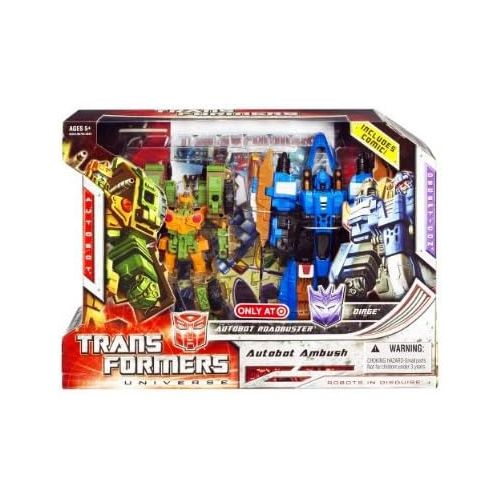 트랜스포머 Transformers Universe G1 Series Exclusive 2 Pack Robot Action Figure Set - Autobot Roadbuster with Voyager Class 7 Inch Tall Decepticon Dirge and Deluxe Class 5 Inch Tall Autobot R