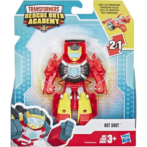 트랜스포머 Transformers Playskool Heroes Rescue Bots Academy Hot Shot Converting Toy Robot, 4.5 Action Figure, Toys for Kids Ages 3 & Up