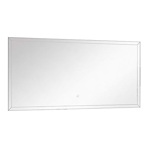  Transolid TLMF4722 Finn Rectangular Horizontally Mounted LED-Lighted Frameless Contemporary Wall Mirror with Touch Sensor - Fits 48-in. Vanity, W x 22-in H, Silver