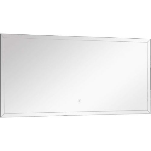  Transolid TLMF4722 Finn Rectangular Horizontally Mounted LED-Lighted Frameless Contemporary Wall Mirror with Touch Sensor - Fits 48-in. Vanity, W x 22-in H, Silver
