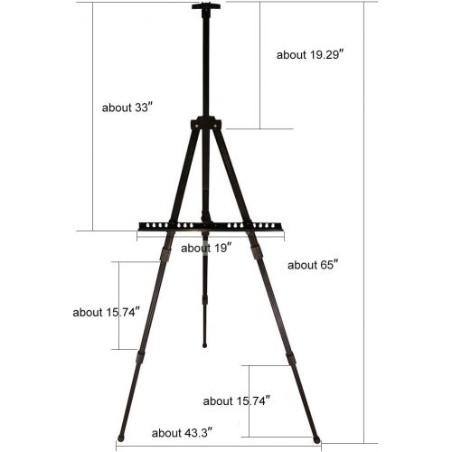  Transon Art Easel Stand for Painting and Display 20 to 65 Adjustable with Portable Bag（Black）