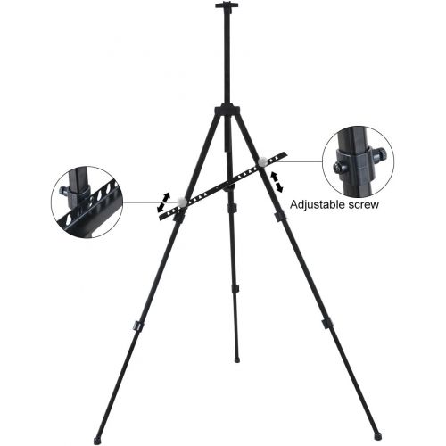  Transon Art Easel Stand for Painting and Display 20 to 65 Adjustable with Portable Bag（Black）