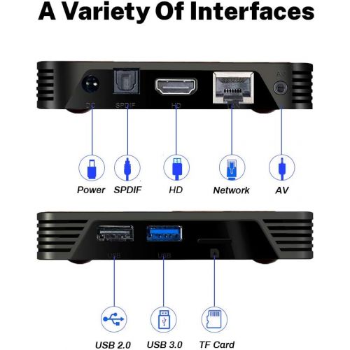  [아마존베스트]Transpeed Newest Android TV Box 10.0,RK3318 USB 3.0 Ultra HD 4K HDR 4GB RAM 64GB ROM 2.4G 5.8G Dual Band WiFi with BT 4.0 WiFi 100M Ethernet with Backlit Mini Keyboard Set Top TV Box