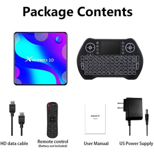  [아마존베스트]Transpeed Android TV Box 10.0,RK3318 Smart TV Box 2GB 16GB Support 2.4G 5.8G WiFi Bluetooth 4.1 with Mini Backlit Keyboard Ethernet LAN 3D 4K Video Android TV Player Google Mini PC Set Top T