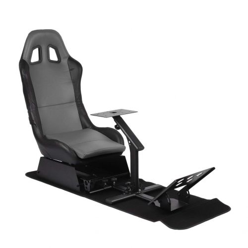  Traumer Racing Simulator Seat with Steering Wheel Support, Driving Seat Compact Video Game Accessories,Black&Gray