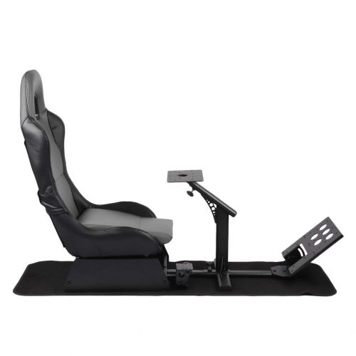  Traumer Racing Simulator Seat with Steering Wheel Support, Driving Seat Compact Video Game Accessories,Black&Gray