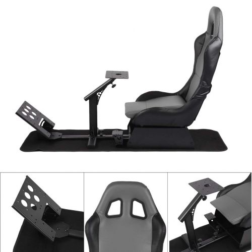  Traumer Racing Simulator Seat with Steering Wheel Support, Driving Seat Compact Video Game Accessories,Black&Gray