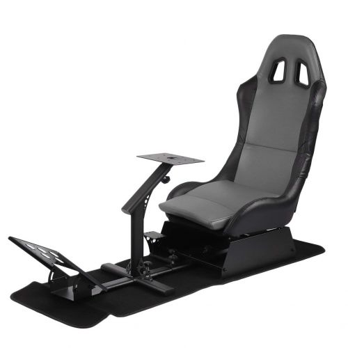  Traumer Racing Simulator Seat with Steering Wheel Support, Driving Seat Compact Video Game Accessories,Black&Gray