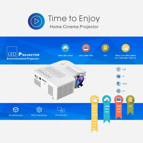  Traumer UC28B Portable HD 1080P Mini LED Projector with USB TV AV for Home Office Cinema Theater Entertainment Multimedia