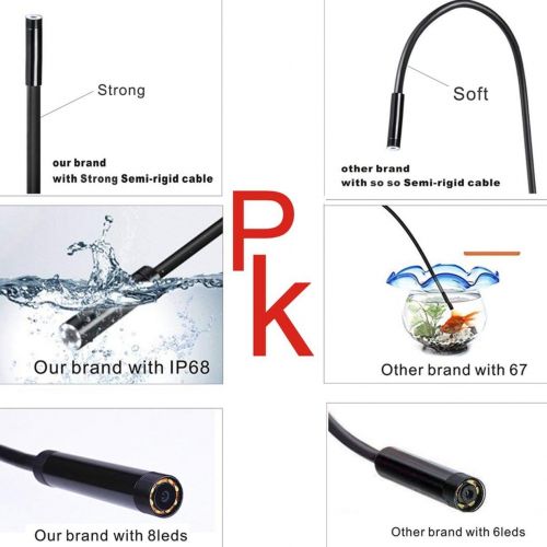  Traumer 1200P HD WiFi Inspection Camera Endoscope， 3.5m Tube 8mm Waterproof 8 LED Lens Wireless Transmitter Outdoor Testing