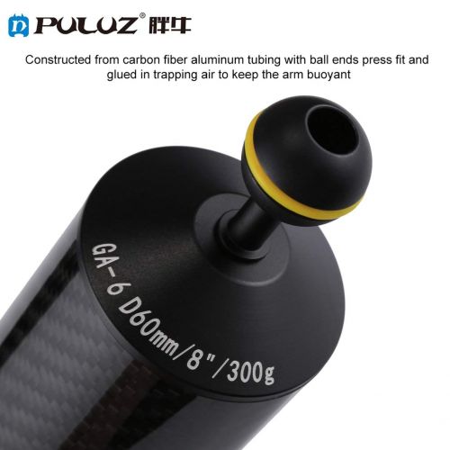  Traumer PULUZ Carbon Fiber Dual Balls Floating Arm 60mm Diameter 2.5cm Ball 300g Buoyancy Underwater Diving Camera Equipment