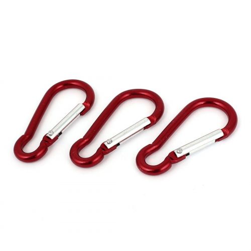  Travel Hiking Aluminum Spring Loaded Snap Clip Carabiner Hook Keyring Red 3PCS by Unique Bargains