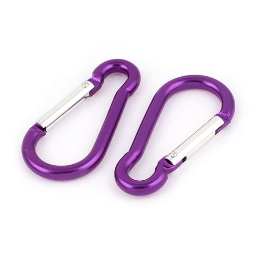  Travel Aluminum Alloy Pouch Holder Spring Loaded Carabiner Hook Purple 2pcs by Unique Bargains