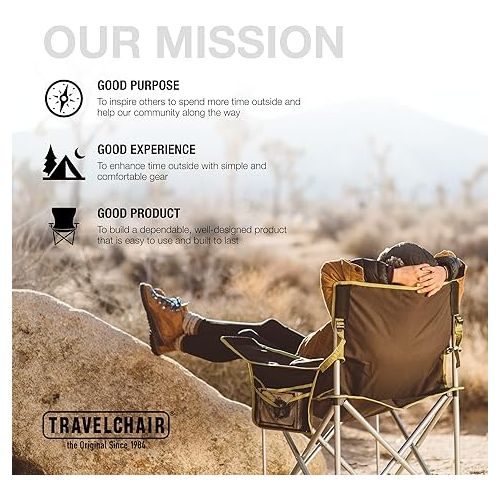  TravelChair Big Kahuna Chair, Supersized Camping Chair, 800lb Capacity, Brown/Lime, One Size (599)